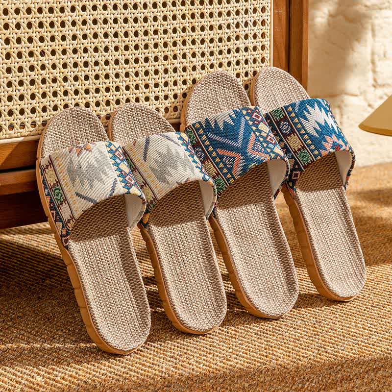 Ethnic Style Rattan House Slippers - image 0