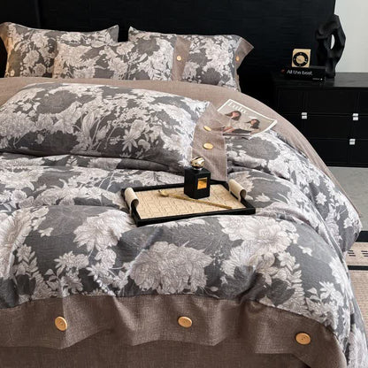 Blooming Flower Linen Button Bedding Set (4PCS) - image 1