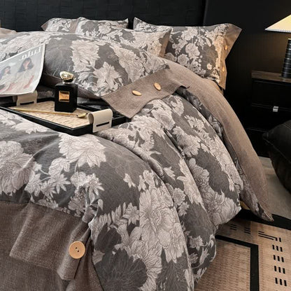 Blooming Flower Linen Button Bedding Set (4PCS) - image 3