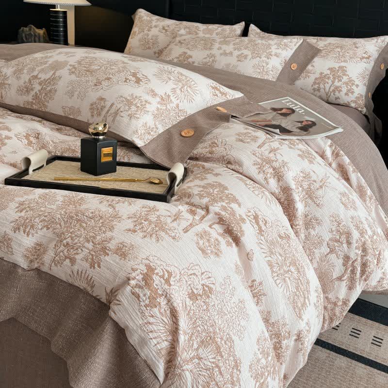 Vintage Tree Linen Button Bedding Set (4PCS) - King - image 0