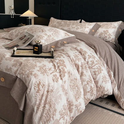 Vintage Tree Linen Button Bedding Set (4PCS) - image 4