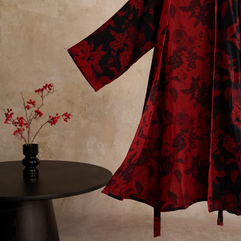 Peony Cotton Jacquard Kimono Robe - image 3