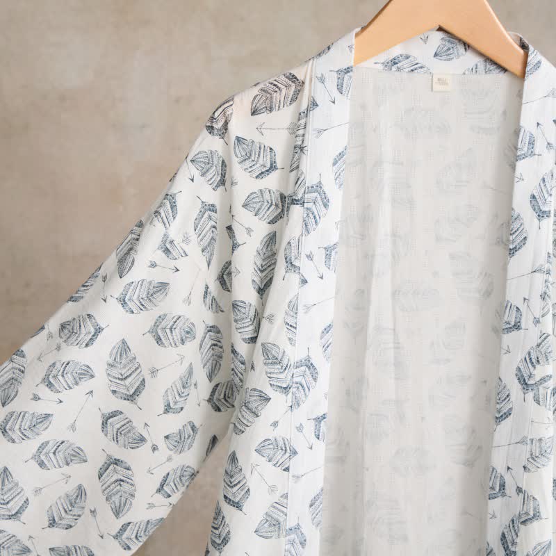 Leaf Arrow Cotton Kimono Robe - image 9