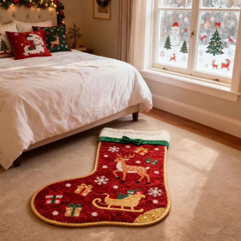 Christmas Inspired Stocking-Shaped Rug - image 1
