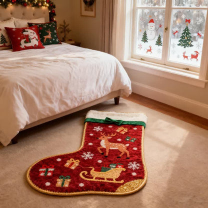 Christmas Inspired Stocking-Shaped Rug - image 1