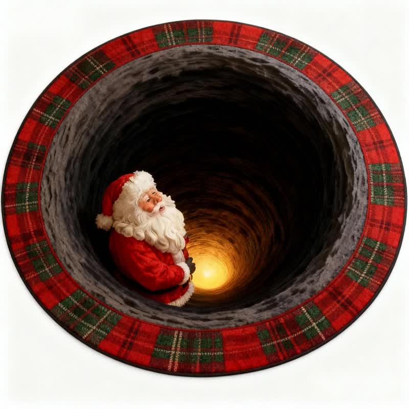 Christmas Santa Plaid 3D Effect Rug - image 4