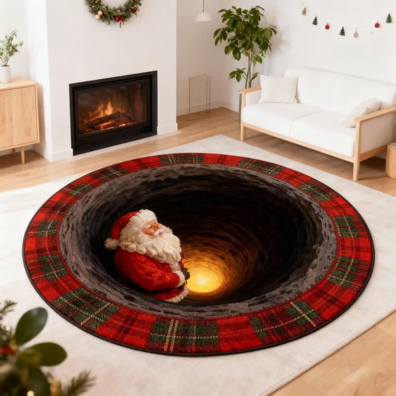 Christmas Santa Plaid 3D Effect Rug - image 3