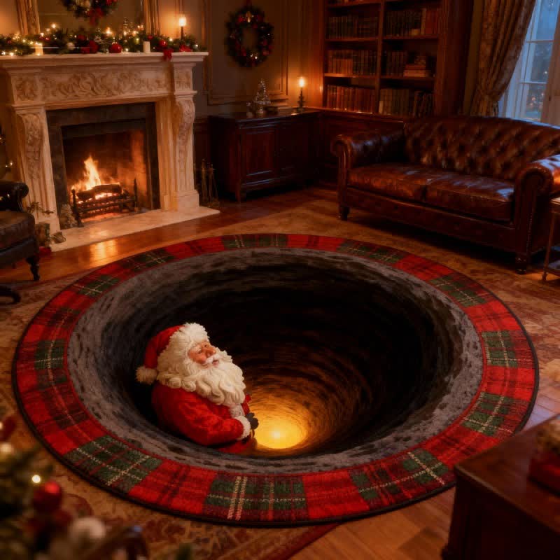Christmas Santa Plaid 3D Effect Rug - image 1