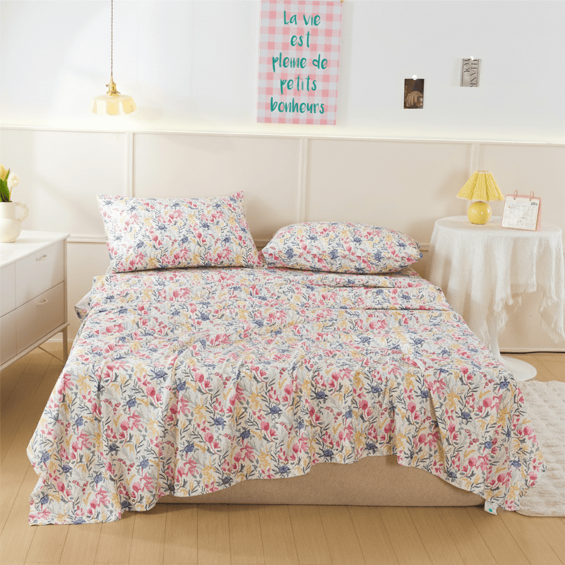 Watercolor Meadow Floral Sheet Set - King - image 0