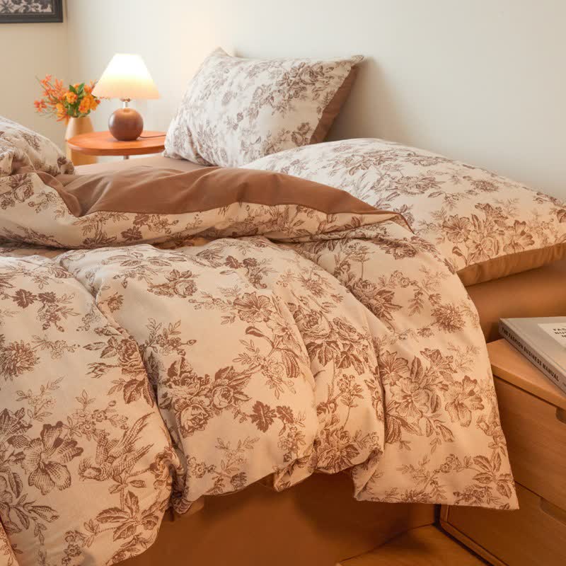 Floral Leaf Brushed Cotton Bedding Set - image 4