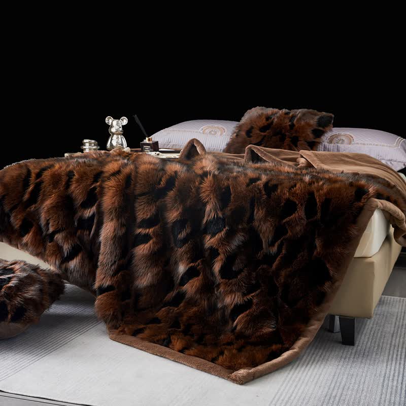 Modern Luxury Faux Fur Throw Blanket - Coffee - Queen - image 2