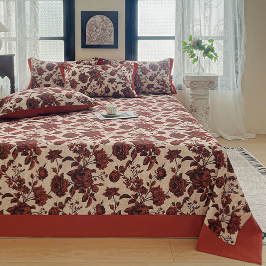 Rose Brushed Cotton Sheet Bedspread - 2PCS Pillowcases - 19" x 29" - image 0