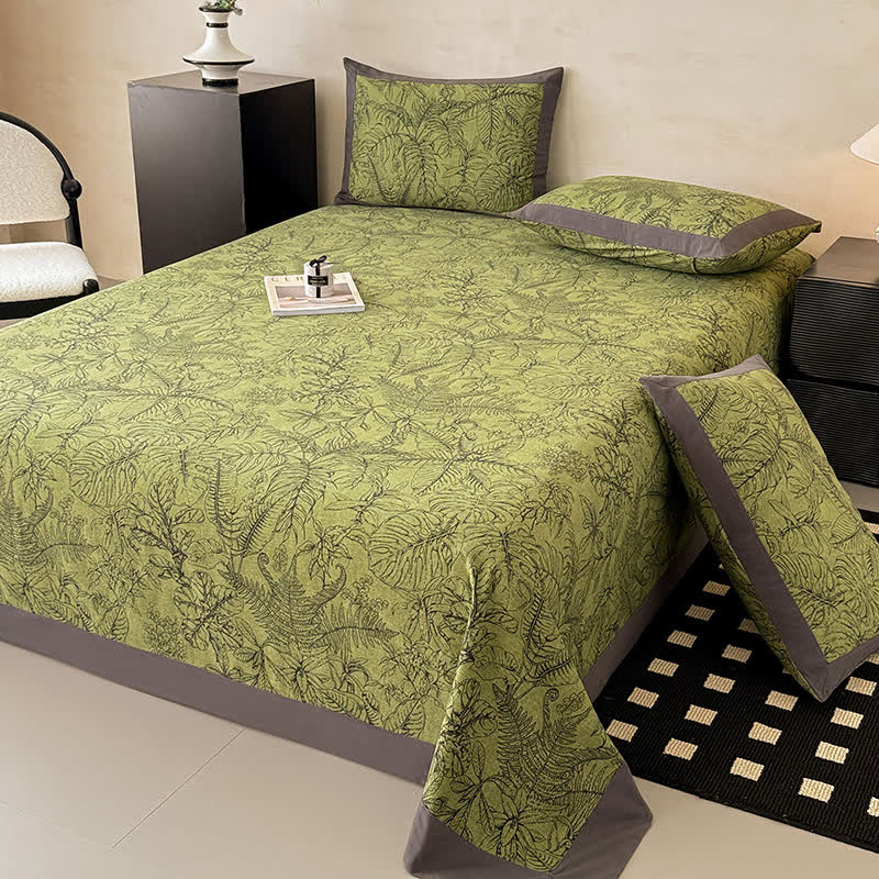 Botanical Leaf Brushed Cotton Sheet Bedspread - 2PCS Pillowcases - 19" x 29" - image 0