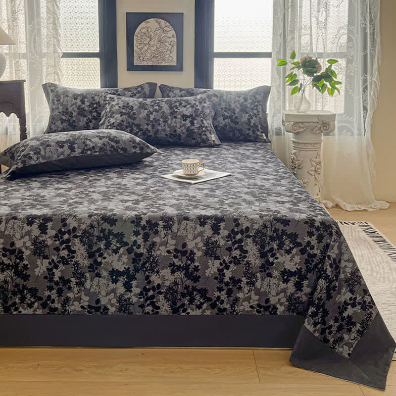 Vintage Floral Brushed Cotton Sheet Bedspread - 2PCS Pillowcases - 19" x 29" - image 0