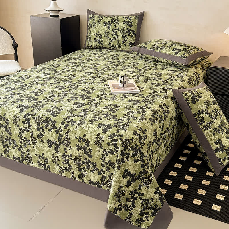 Vintage Leaf Brushed Cotton Sheet Bedspread - 2PCS Pillowcases - 19" x 29" - image 0