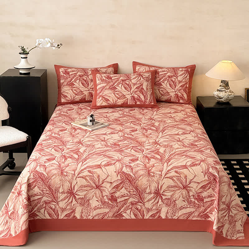 Red Leaf Brushed Cotton Sheet Bedspread - image 1