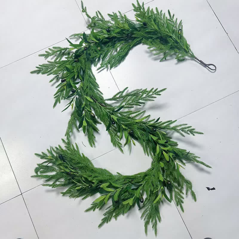Ownkoti PE Faux Greenery Olive Branch Christmas Garland - 2PCS - 106" - image 4