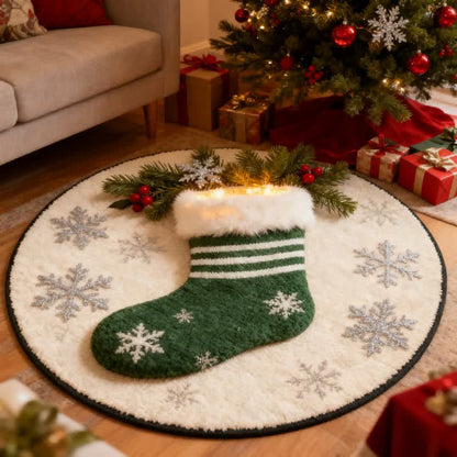 Christmas Snowflakes Stocking 3D Effect Rug - 55" x 55" - image 0