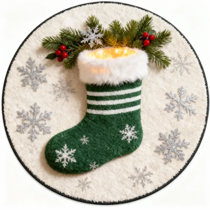 Christmas Snowflakes Stocking 3D Effect Rug - image 4