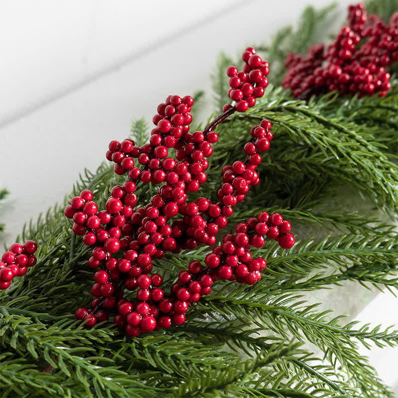 Ownkoti Faux Norfolk Pine Red Berry Christmas Garland - image 6