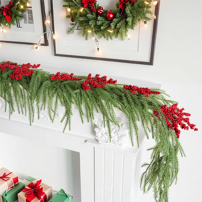 Ownkoti Faux Norfolk Pine Red Berry Christmas Garland - image 4