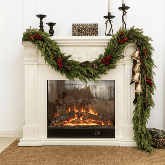 Ownkoti Faux Cedar Pine Christmas Garland with Red Berries - image 0