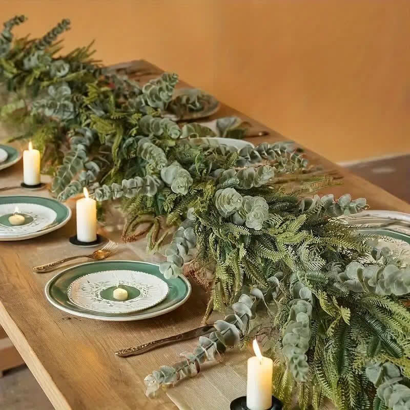 Ownkoti Farmhouse Faux Pine Eucalyptus Garland  - image 7