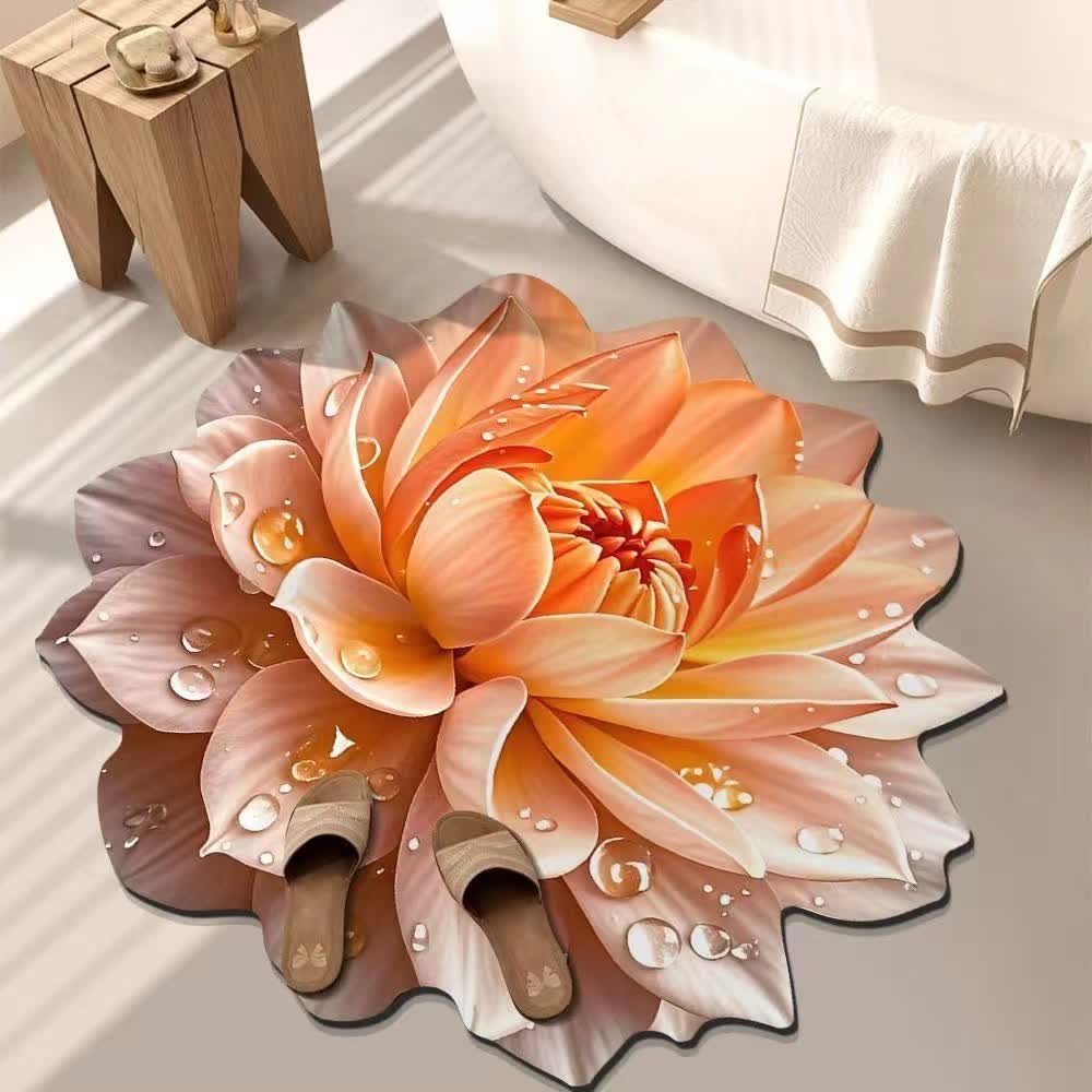Colorful Floral 3D Effect Rug - Orange - 55" - image 2
