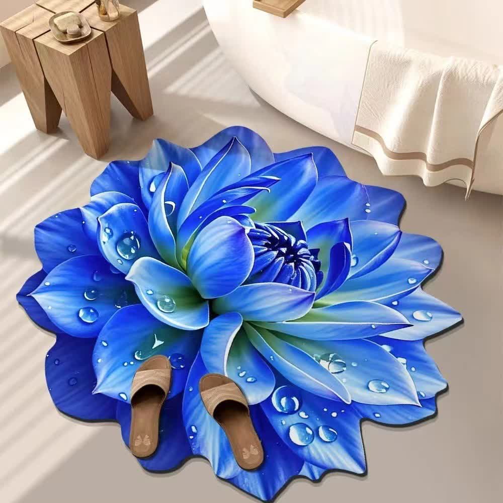 Colorful Floral 3D Effect Rug - Blue - 55" - image 6