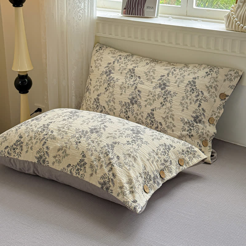 Elegant Floral Leaf Bedding Set - 2PCS Pillowcases - 19" x 29" - image 6