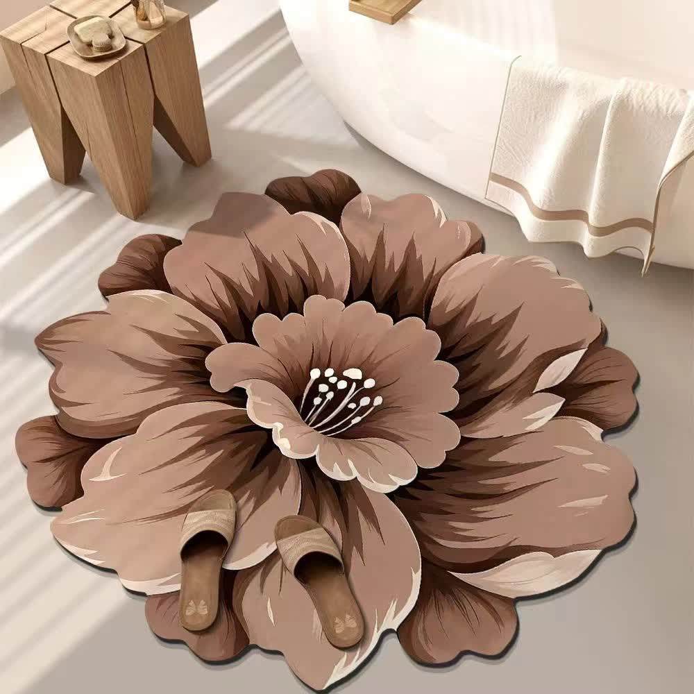 Rustic Style Flower 3D Effect Rug - Brown - 47" x 47" - image 6