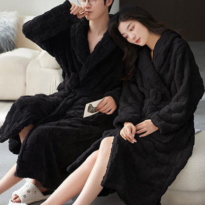 Couple Matching Plaid Textured Fleece Robe - image 7