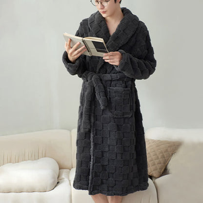 Couple Matching Plaid Textured Fleece Robe - image 12