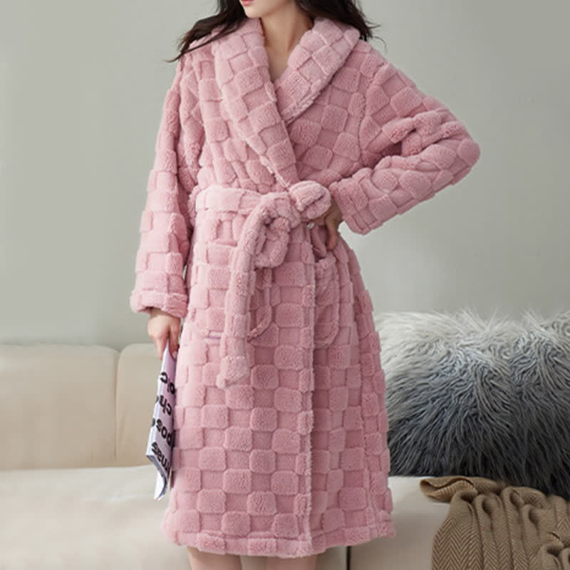 Couple Matching Plaid Textured Fleece Robe - image 14