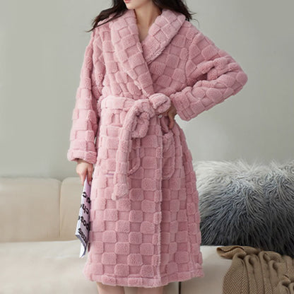 Couple Matching Plaid Textured Fleece Robe - image 14