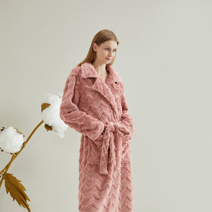 Unisex Solid Wavy Textured Bathrobe - image 9