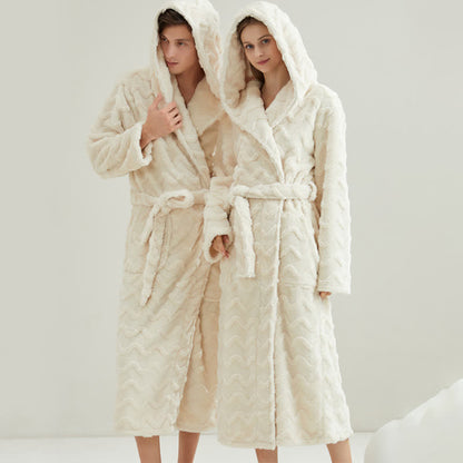 Unisex Wavy Textured Hooded Bathrobe - image 1