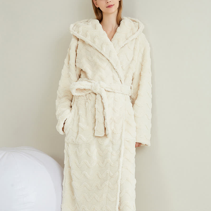 Unisex Wavy Textured Hooded Bathrobe - image 6
