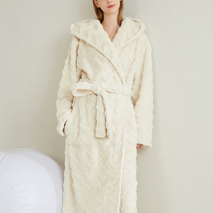 Unisex Wavy Textured Hooded Bathrobe - image 6