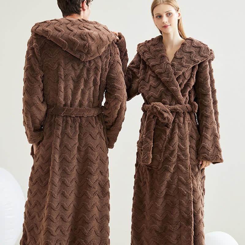 Unisex Wavy Textured Hooded Bathrobe - image 3