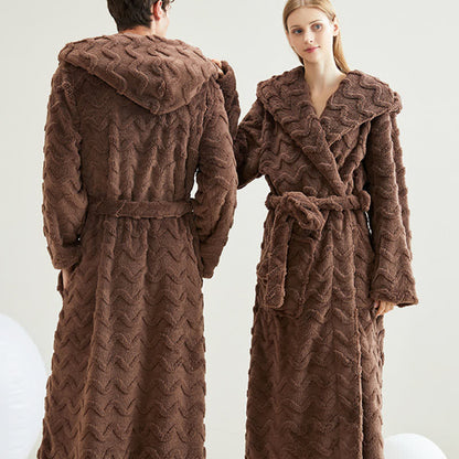 Unisex Wavy Textured Hooded Bathrobe - image 3