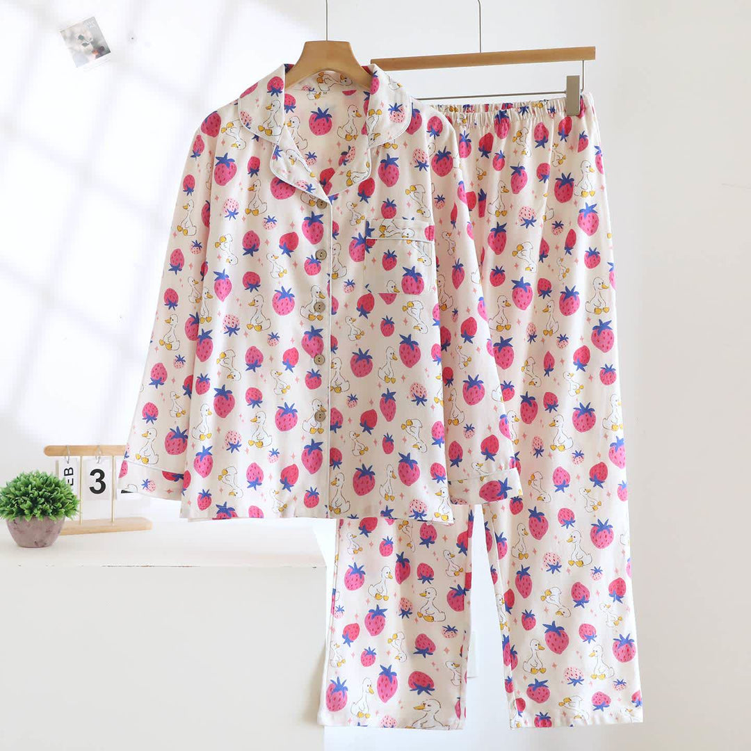 Strawberry Brushed Cotton Loungewear Set - Beige - XL - image 0