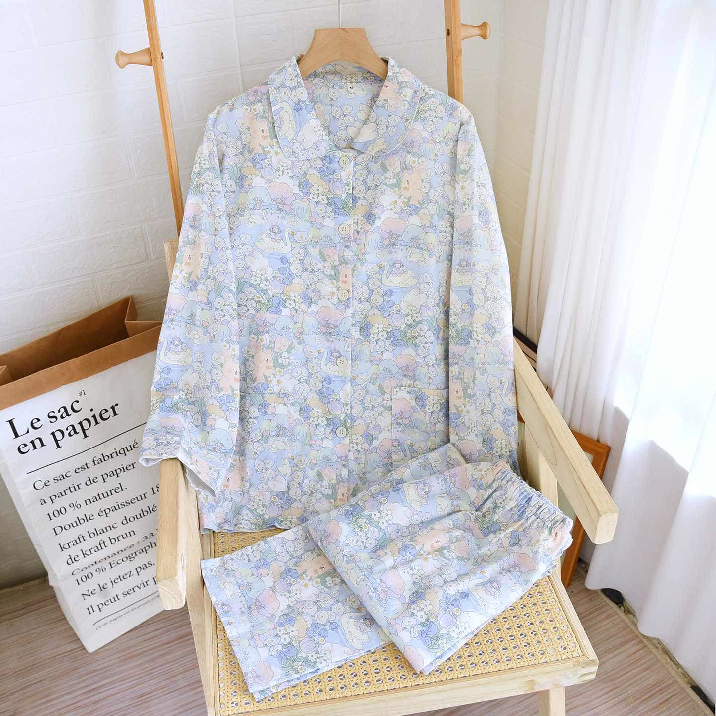 Swan Garden Brushed Cotton Loungewear Set - image 1