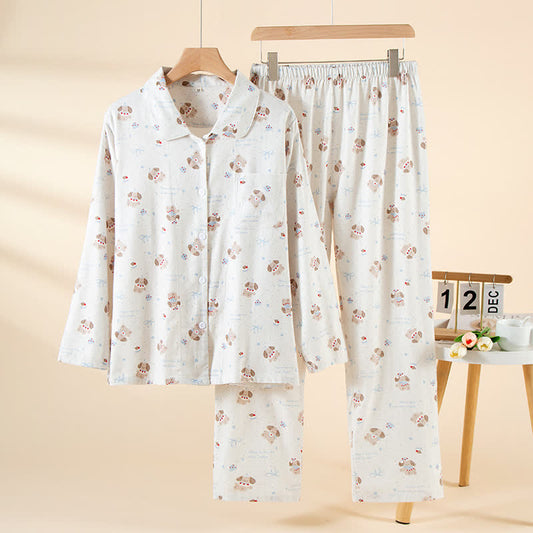 Dog Beige Brushed Cotton Loungewear Set - Beige - XL - image 0