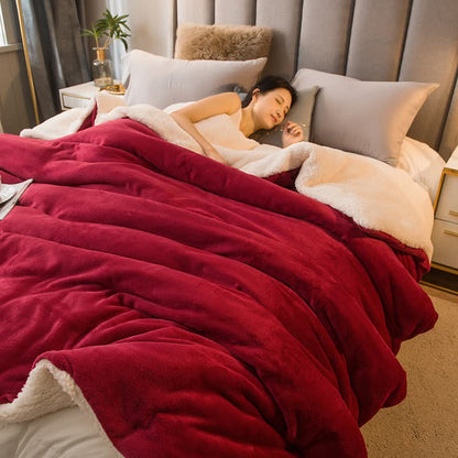 Solid Color Sherpa Duvet Cover Blanket - Wine - Queen - image 13