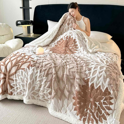 Floral-inspired Jacquard Sherpa Blanket - image 4