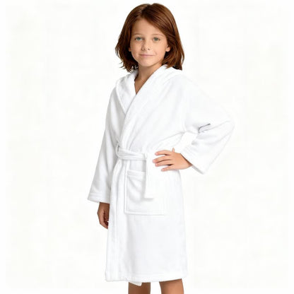 Solid Hooded Cotton Child Bathrobe - image 2