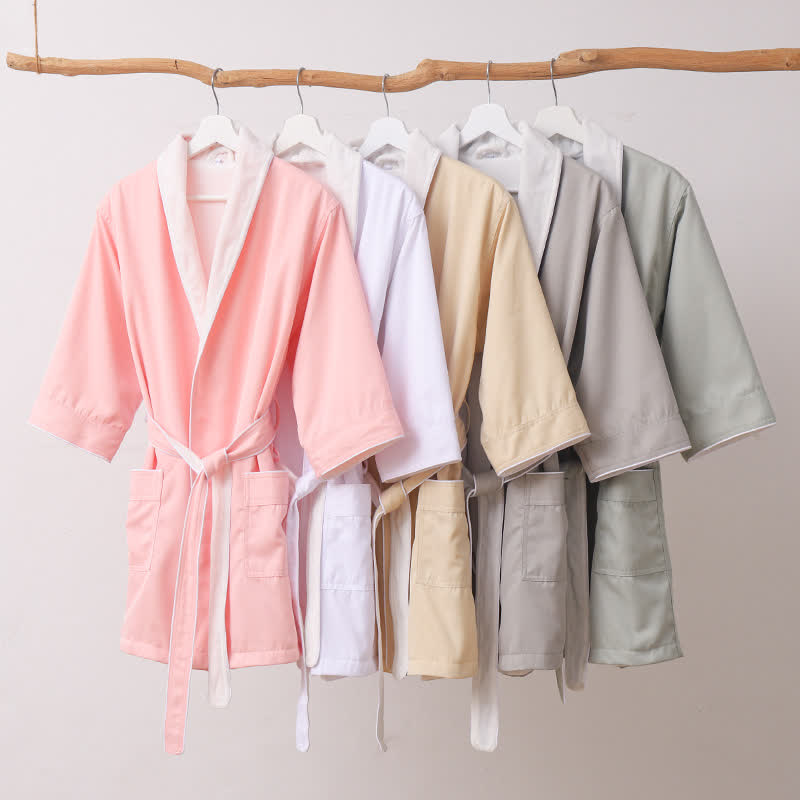 Minimalist Solid Color Pocket Child Bathrobe - image 1