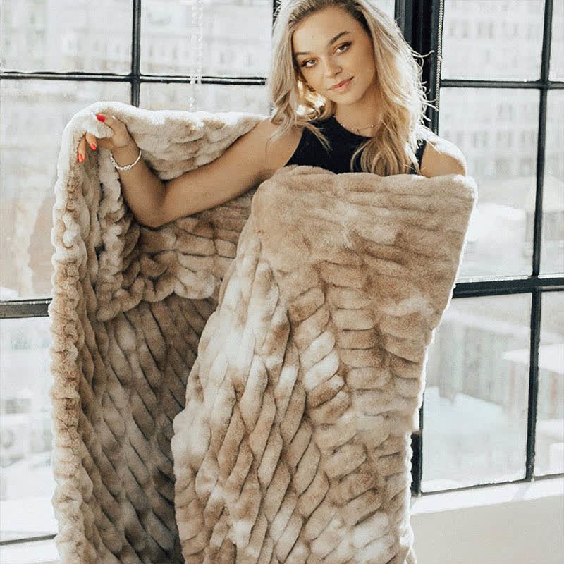 Tie-Dye Faux Rabbit Fur Blanket - image 2