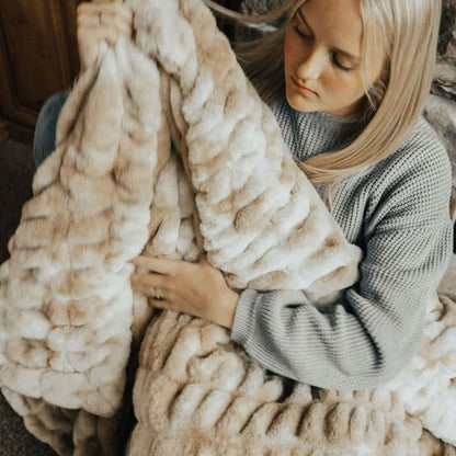 Tie-Dye Faux Rabbit Fur Blanket - image 4